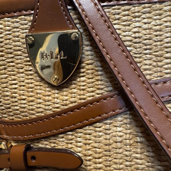 Ralph Lauren RLL Straw and Leather Tote Bag - Classic Tan with Buckle Detail - Picture 3 of 13
